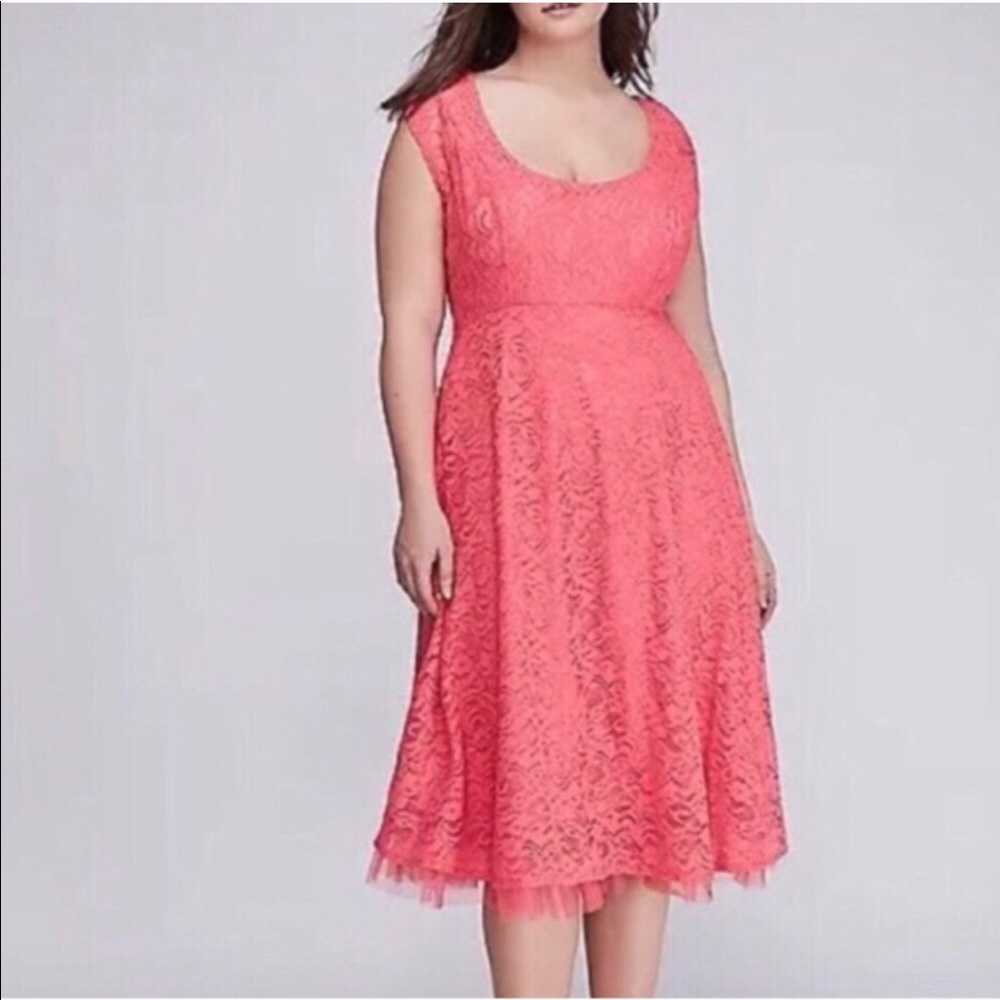 18/20W Cabo Coral Lace Fit & Flare with Tulle Hem